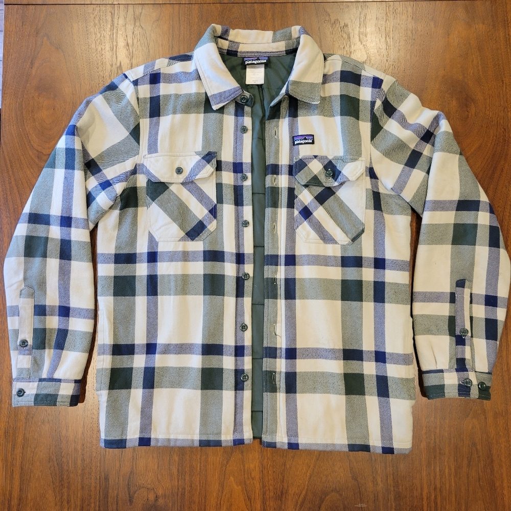 Patagonia - fjord insulated, heavyweight 100% organic cotton flannel jacket